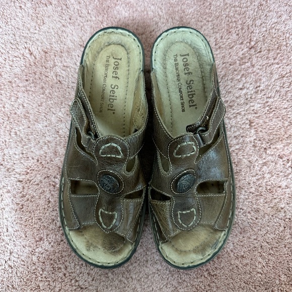 Josef Seibel Leather Slide Heeled Sandals Women’s Size 7.5 (EU 38) - Picture 8 of 11